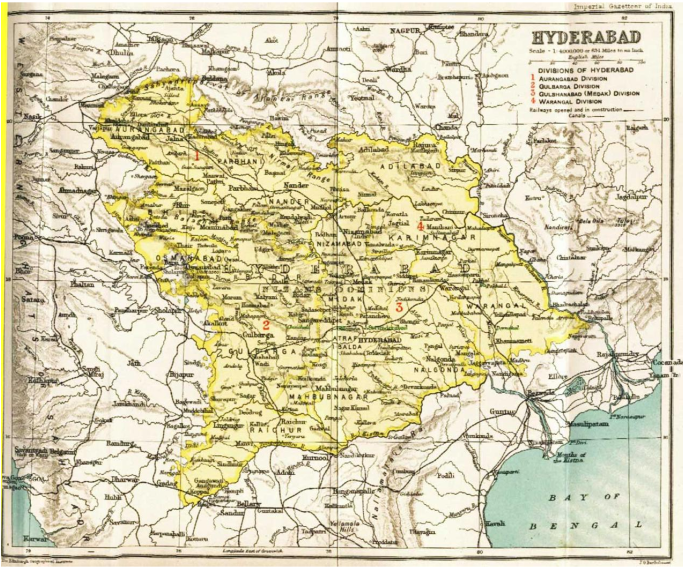 Historical map of Hyderabad